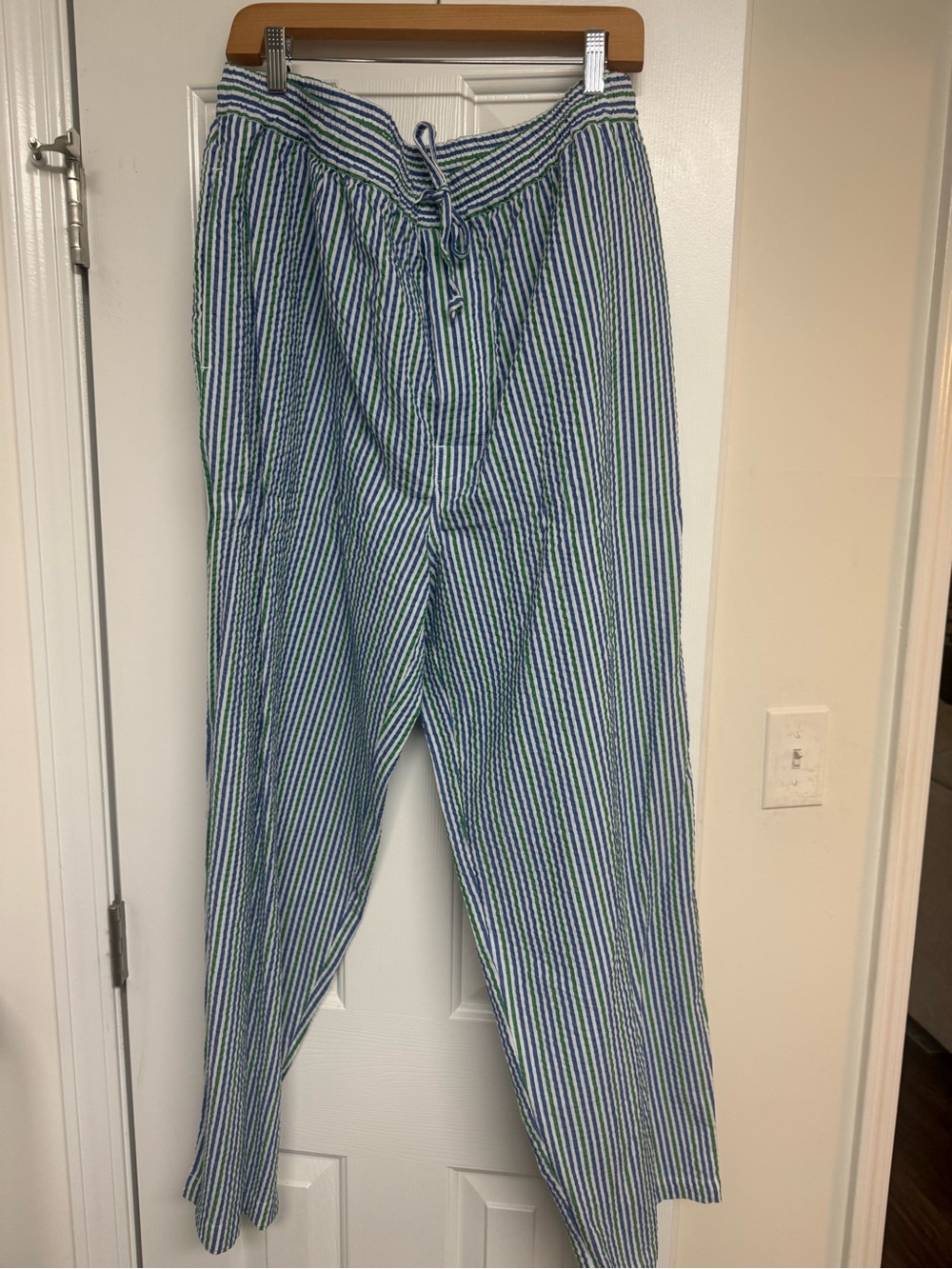 Nautica Seersucker Loungewear Set Robe & Pajama Pants Striped L/XL Like New - Picture 7 of 9